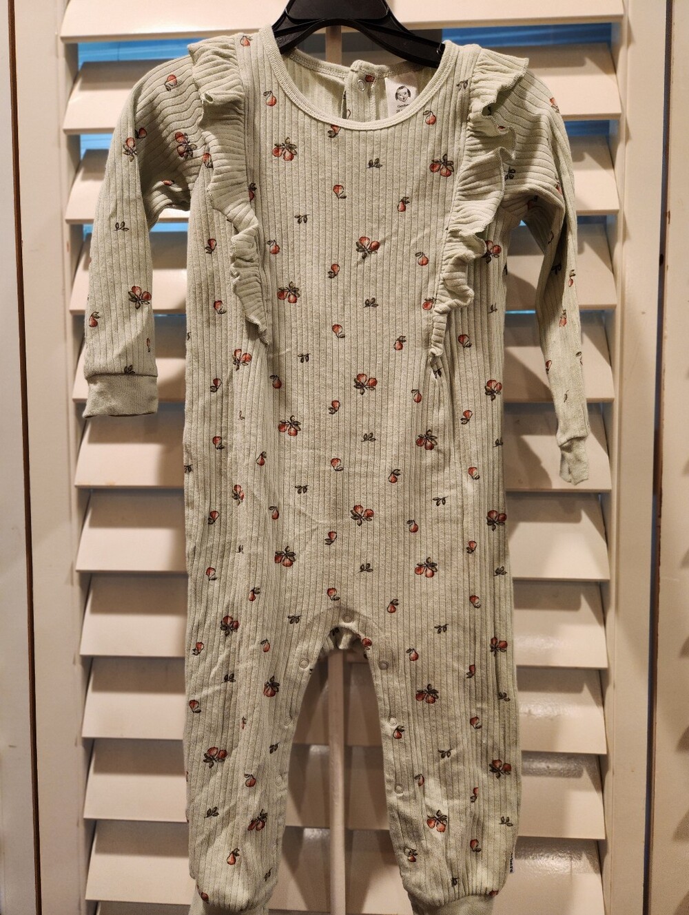 Gerber Sage Ruffle Long-Sleeve One-Piece Romper, Size 24M